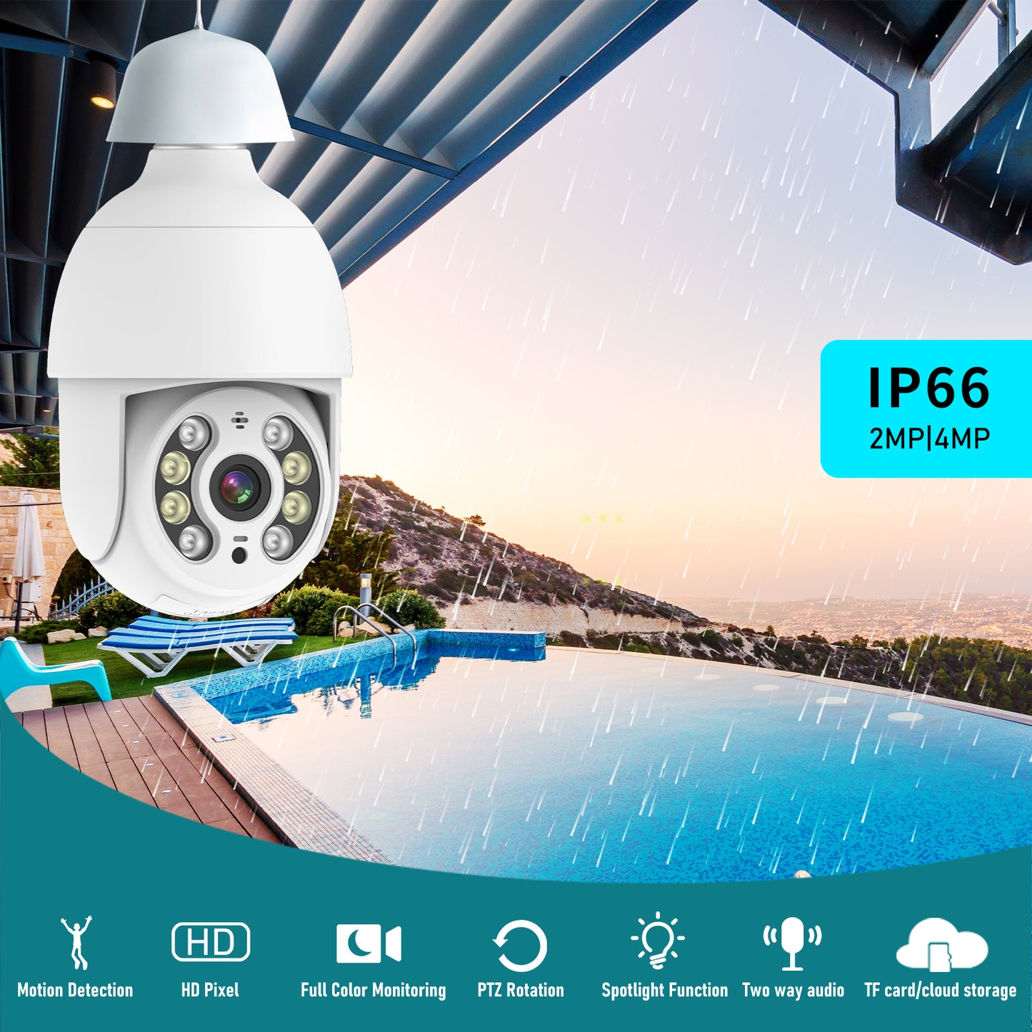 Dual-Light PTZ Security Camera | AI WiFi Outdoor Camera with Color Night Vision