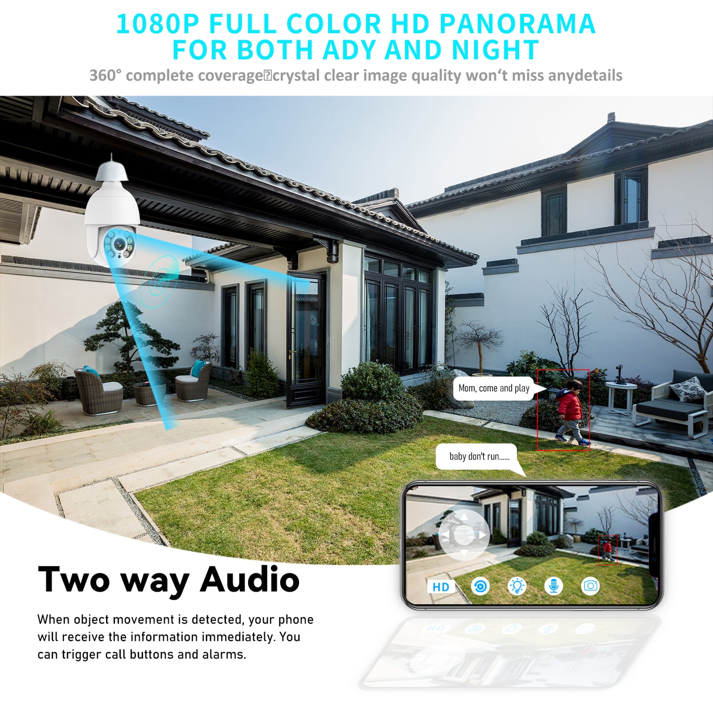 Dual-Light PTZ Security Camera | AI WiFi Outdoor Camera with Color Night Vision