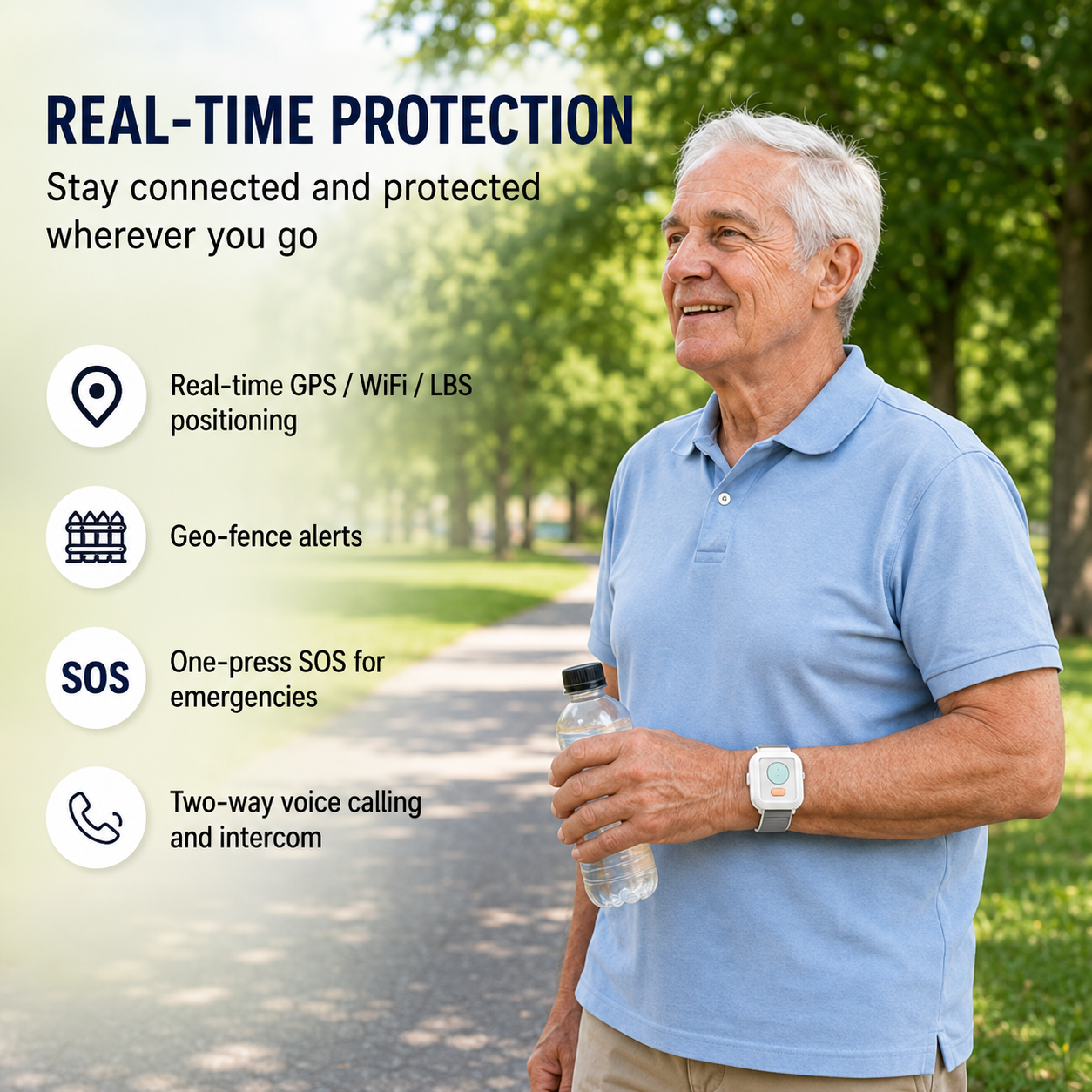 Smart Care Bracelet with GPS Tracking and SOS Emergency Protection