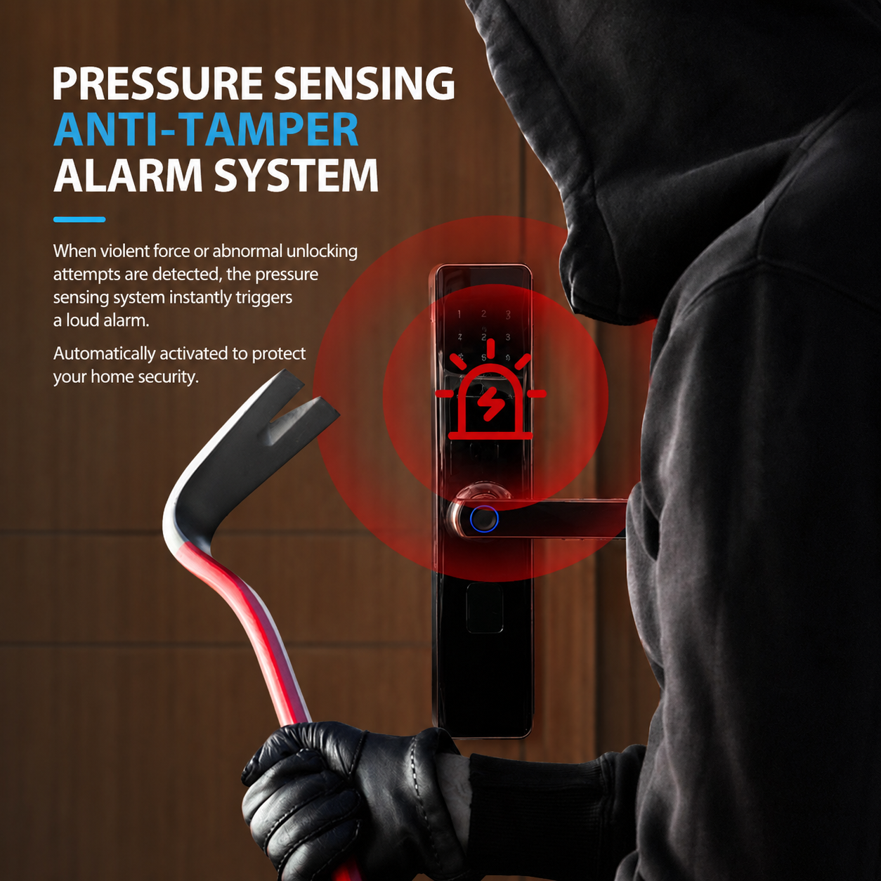 Smart Door Lock with Fingerprint, WiFi App Control & Keyless Entry