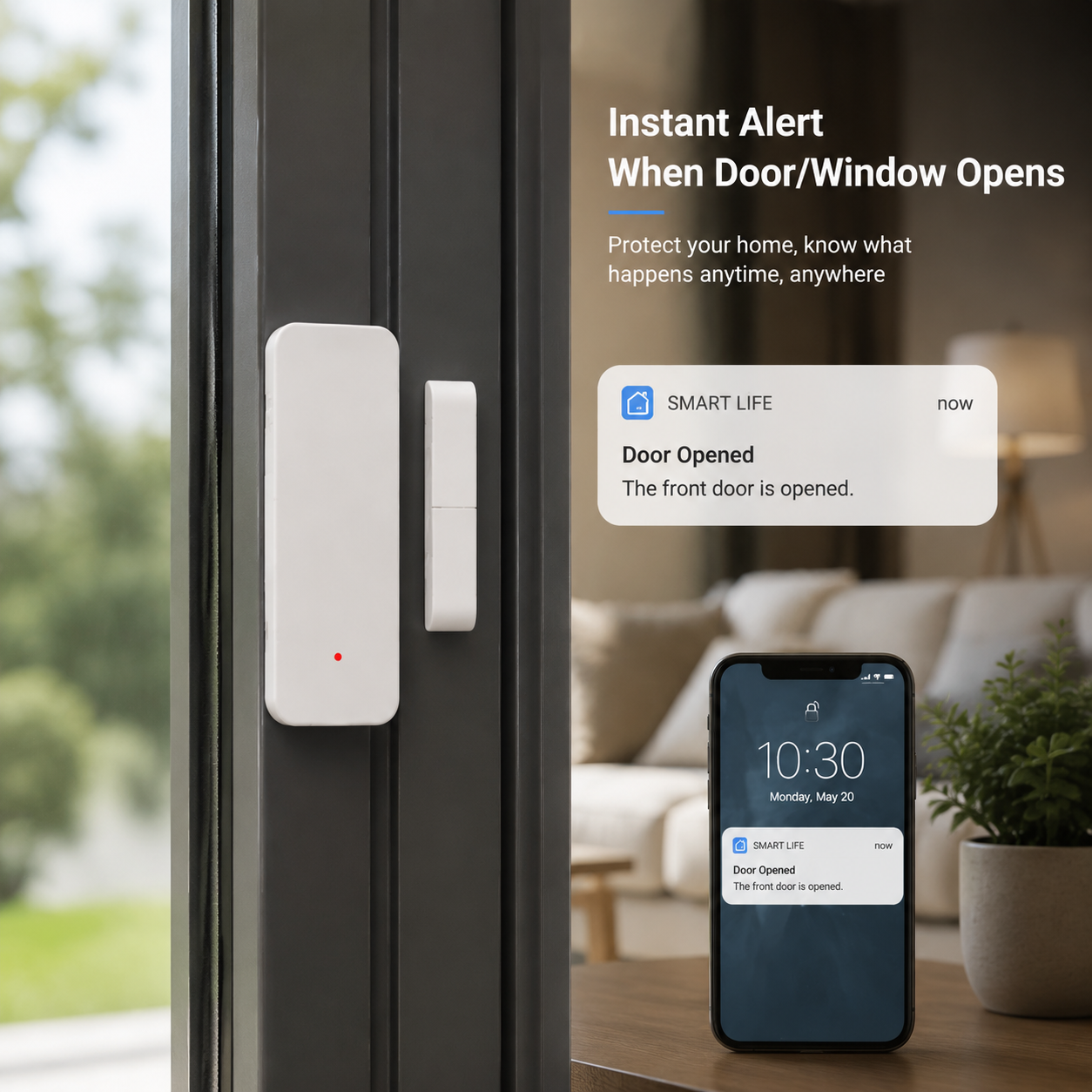 Smart WiFi Door & Window Sensor Kit | Real-Time Security Alerts for Home Protection